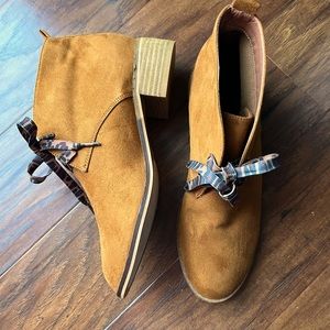 Corkys Brown Ankle Boots with Checkered Laces